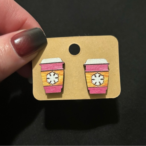 Christmas Coffee Earrings - Picture 1 of 3